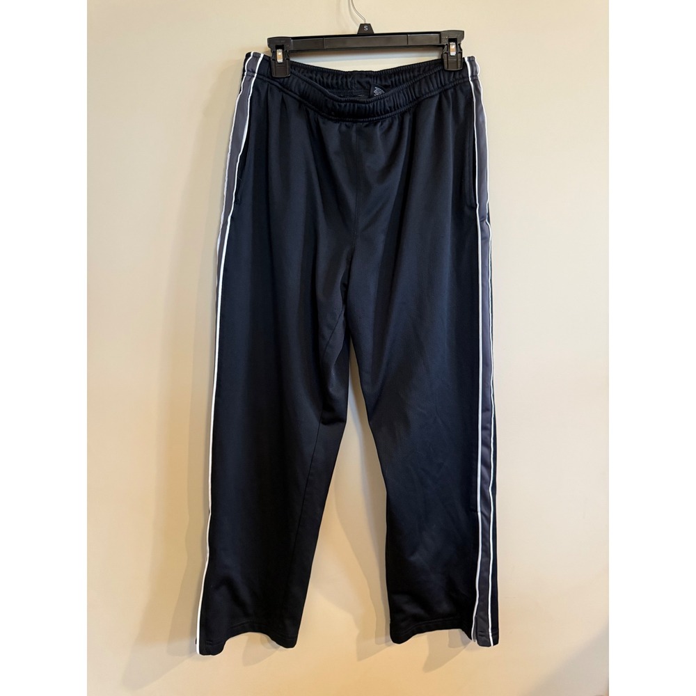 Tek Gear Mens Athletic Pants Black Polyester Size M Side Stripe Casual Comfort